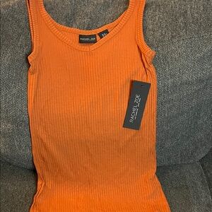 Rachel Zoe Vibrant Orange Ribbed Tank Top